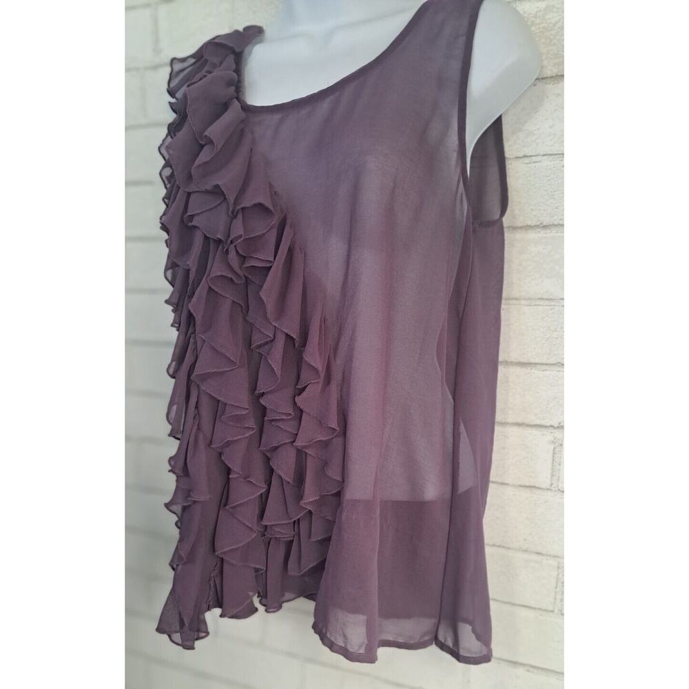 Rue 21 Blouse Women's Size Medium Purple Sheer Sleeveless Round Neck Cocktail - Picture 2 of 4